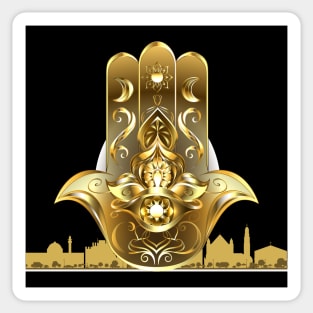 Gold Jerusalem Jewish The Hand of Miriam Hamsa Sticker